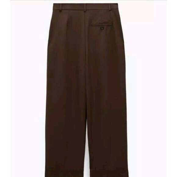 Zara Pants Trousers Women M Pants Ankle Brown Cropped NEW 2232 645 - Picture 5 of 8